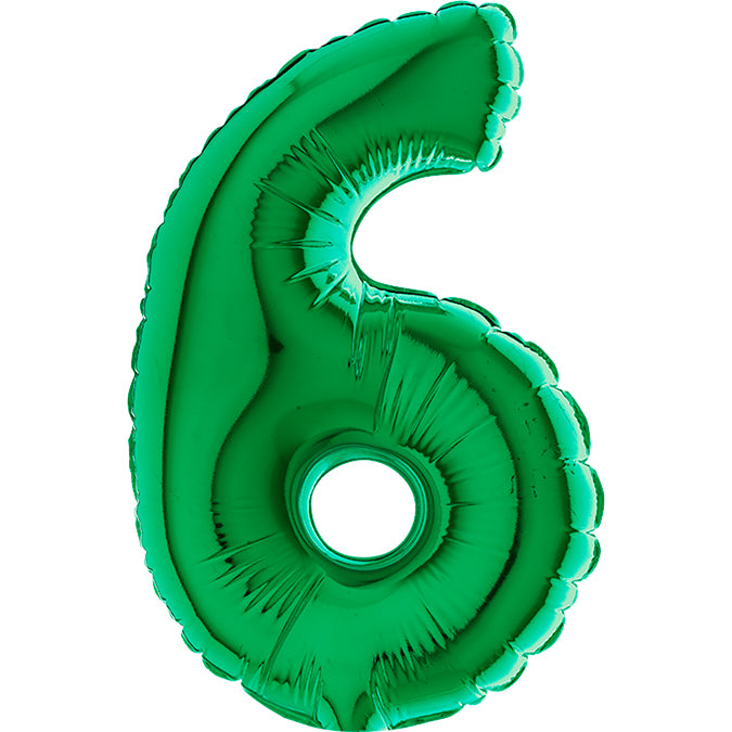 7" Airfill Only (requires heat sealing) Number Balloon 6 Green