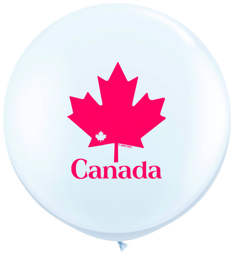 36" Patriotic Maple Leaf White (2 Count) (2 sided) Latex Balloons