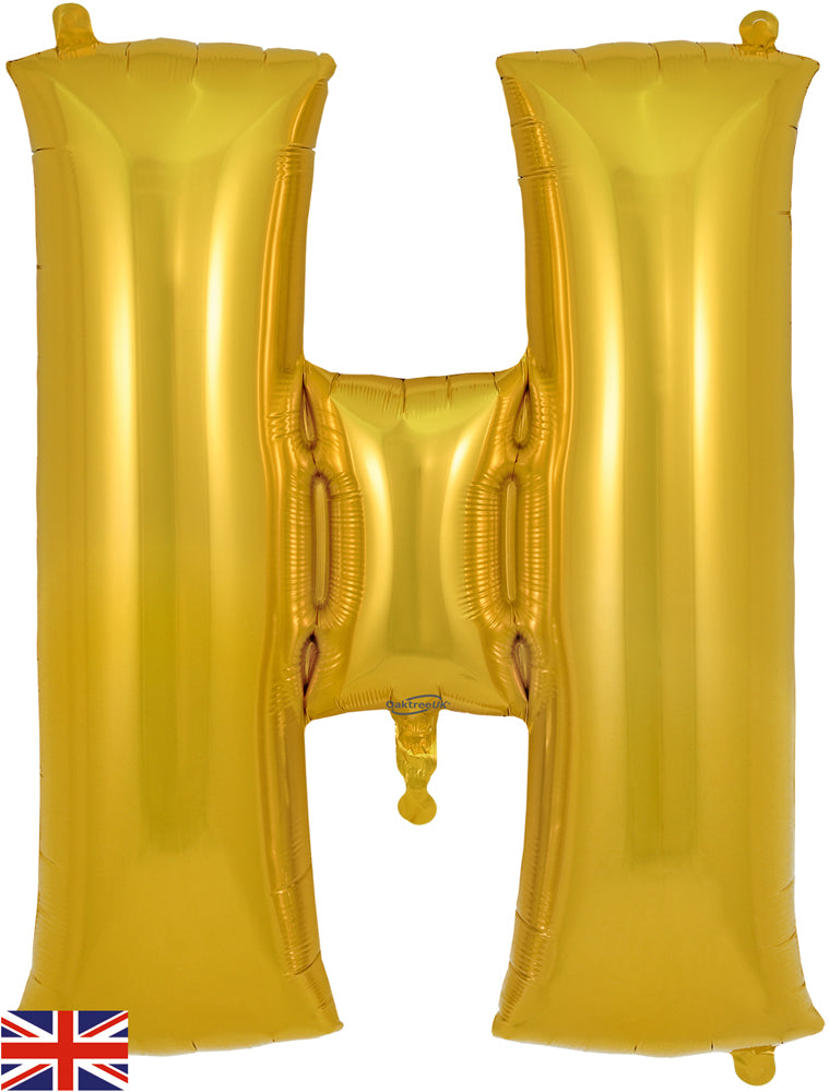 34" Letter H Gold Oaktree Brand Foil Balloon