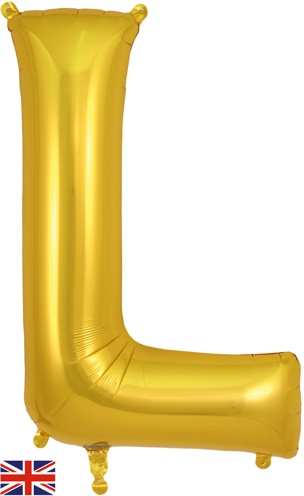 34" Letter L Gold Oaktree Brand Foil Balloon