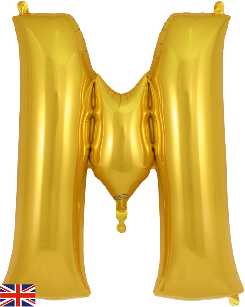 34" Letter M Gold Oaktree Brand Foil Balloon