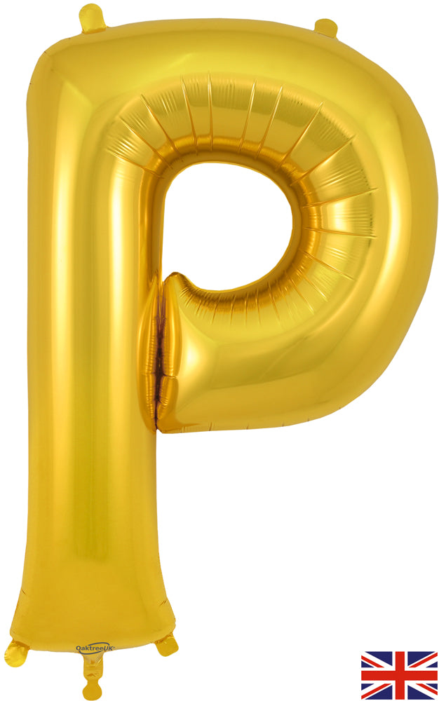 34" Letter P Gold Oaktree Brand Foil Balloon