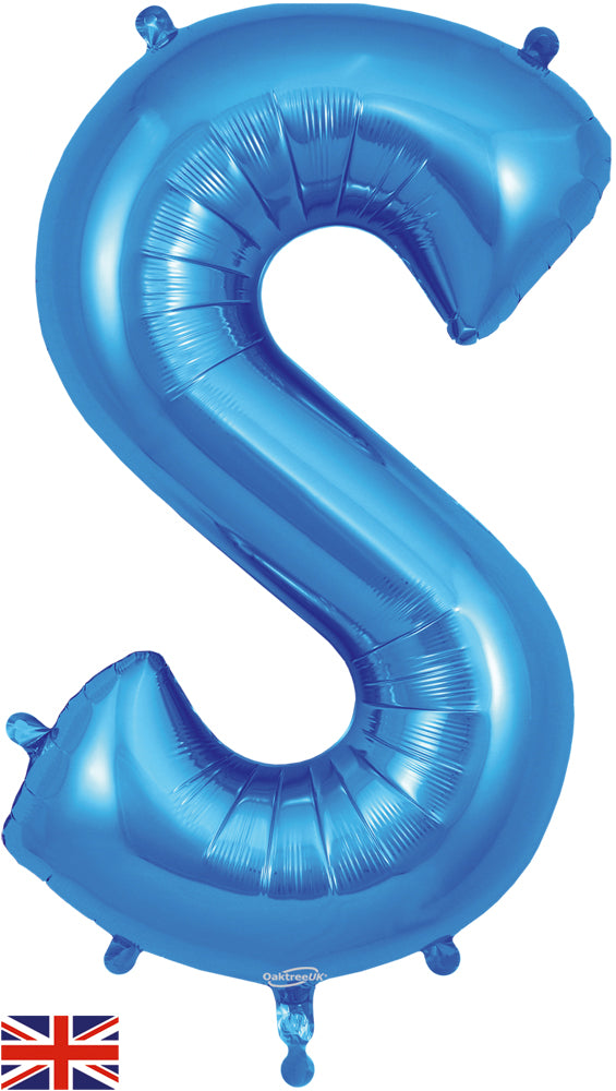 34" Letter S Blue Oaktree Brand Foil Balloon