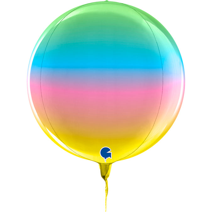 11" (15" Deflated) Globe Rainbow 4D Foil Balloon