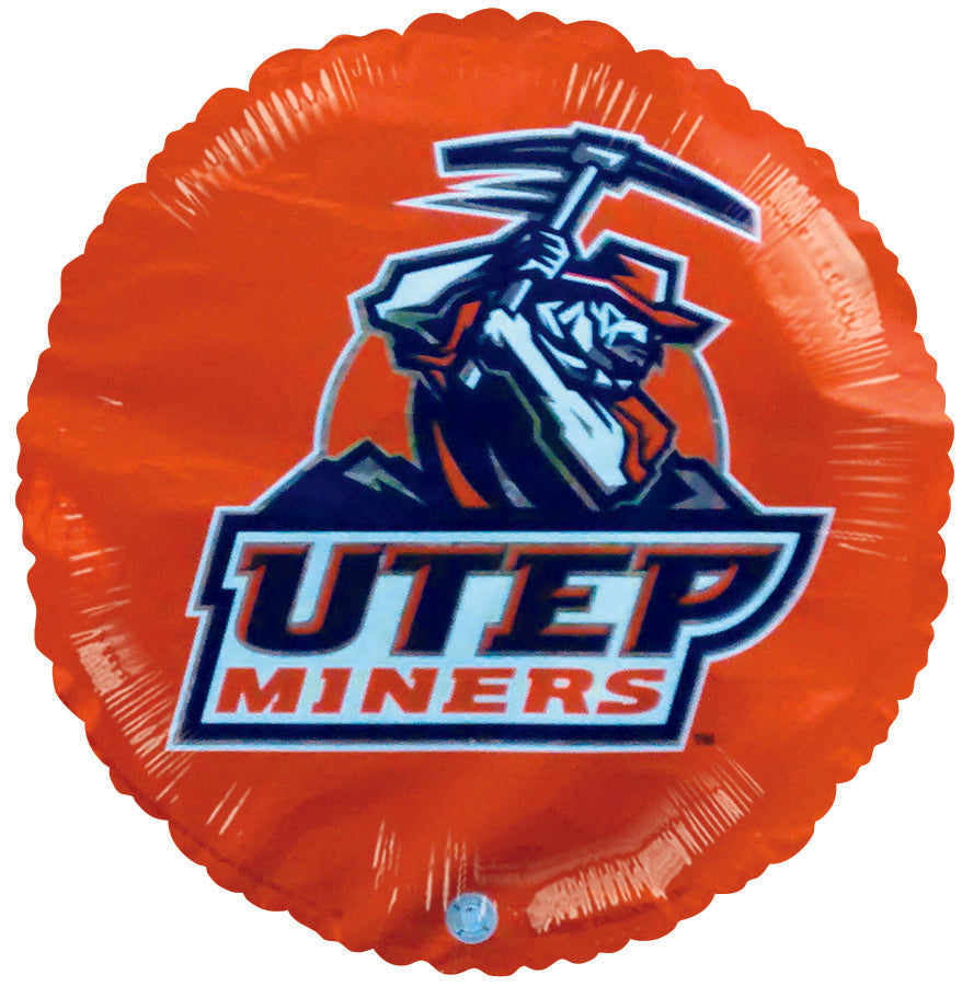 9" Airfill Only UTEP Miners Logo Football Orange Balloon Collegiate