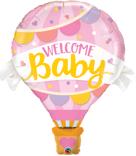 42" Welcome Baby Hot Air Pink Balloon Foil Balloon