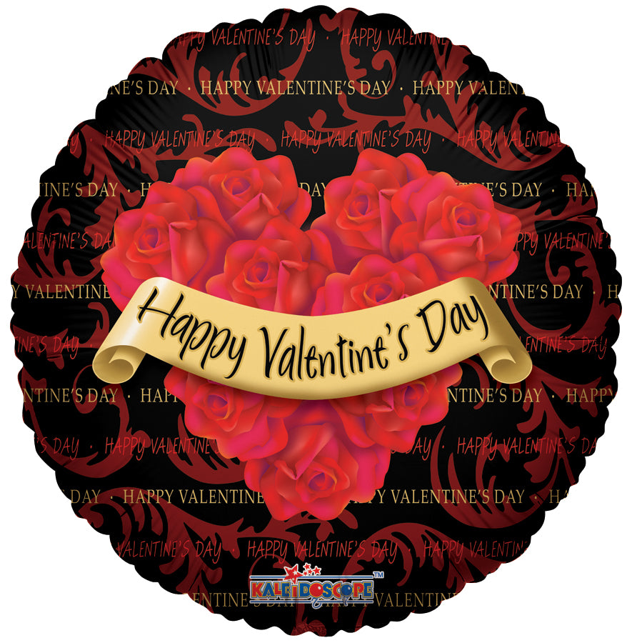 18" Happy Valentine's Day Balloon Roses Wreath Black