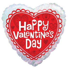 18" Happy Valentine's Day Balloon Heart Holographic