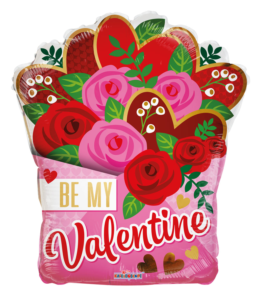 18" Be My Valentine Roses And Envelope Foil Balloon