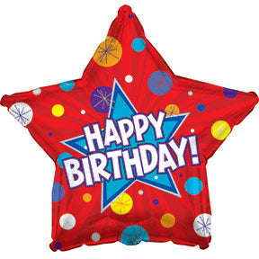 17" Happy Birthday Day Dynamic Star Packaged Balloon