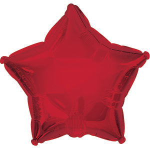 7" Airfill Only Dark Red Star Self Sealing Valve Foil Balloon