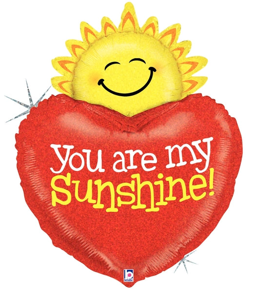 37" Holographic Shape Packaged You Are My Sunshine Balloon
