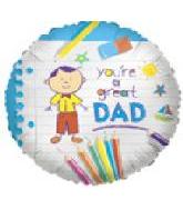 9" Airfill Only Great Dad Drawing Balloon