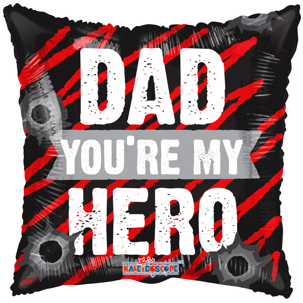 18" Dad You're My Hero Gellibean Foil Balloon