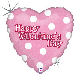 18" Valentine's Day White Dots Balloon