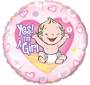 18" Yes! I'm A Girl Mylar Balloon