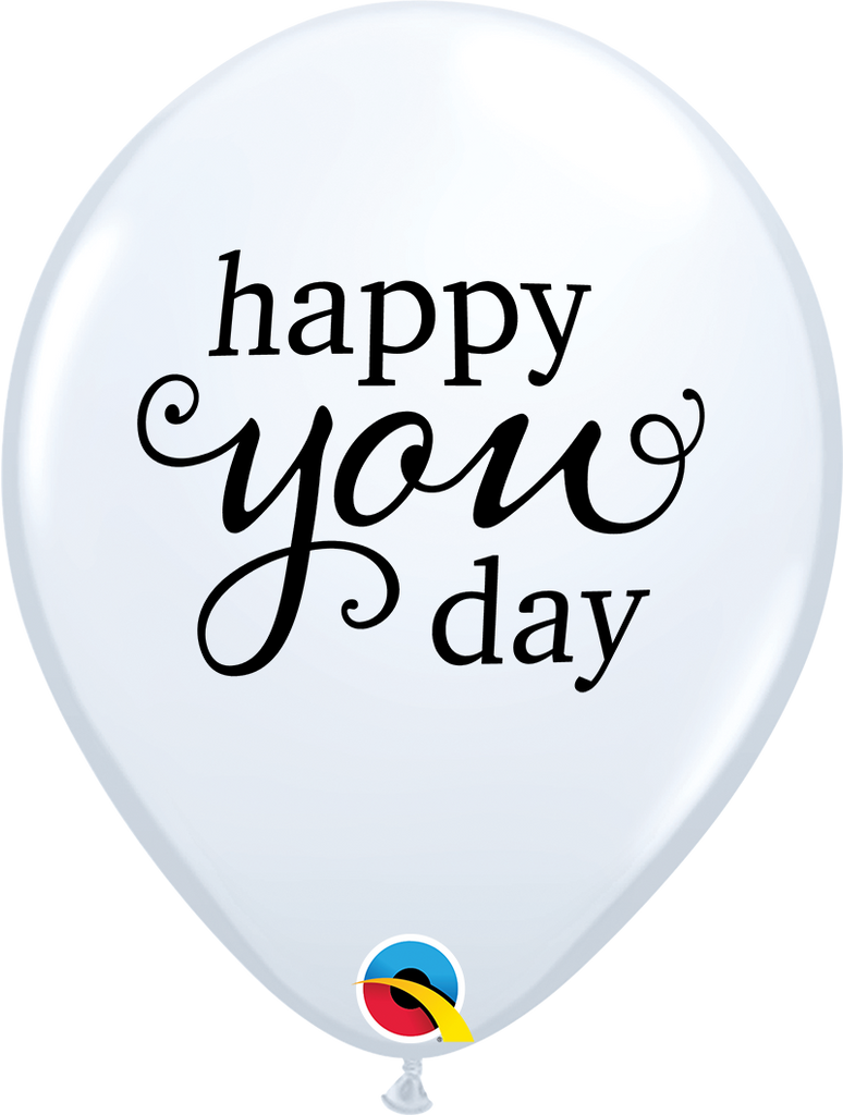 11" Simply Happy You Day White Latex Balloons