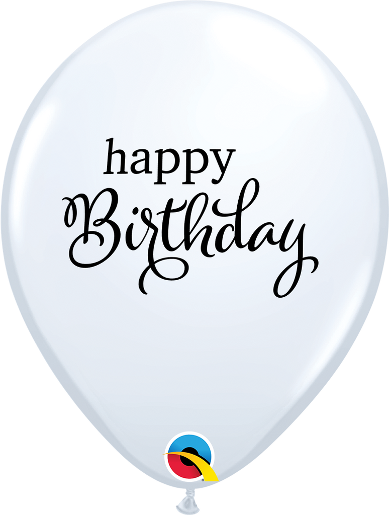 11" Simply Happy Birthday White Latex Balloons