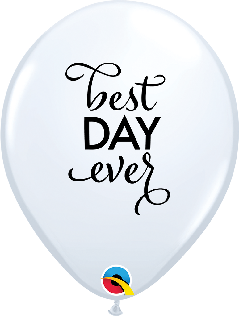 11" Simply Best Day Ever White Latex Balloons