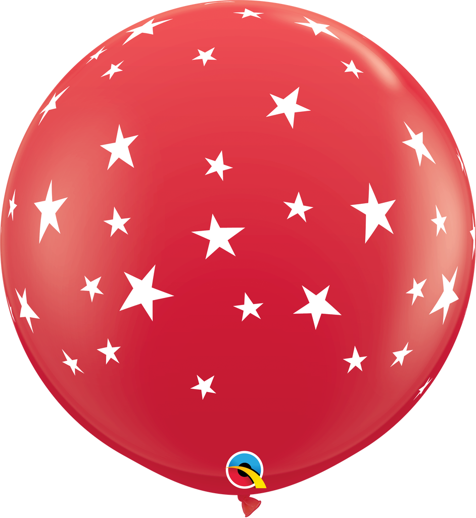 36" Contempo Stars-A-Round Red Latex Balloons