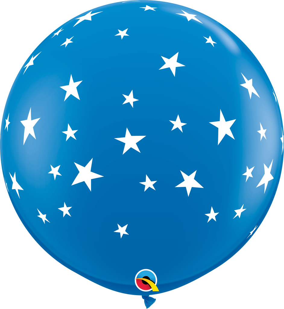 36" Contempo Stars-A-Round Dark Blue Latex Balloons
