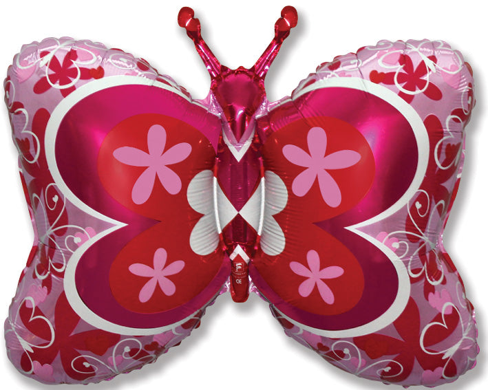 35" Fuchsia Deco Butterfly Balloon