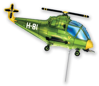Airfill Only Green Helicopter Balloon
