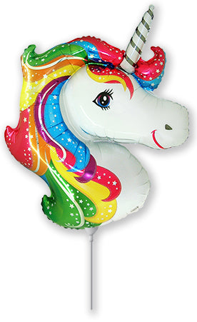 14" Airfill Only Mini Shape Unicorn Rainbow Balloon