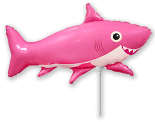 Airfill Only Foil Shaped Balloon Happy Shark Pink