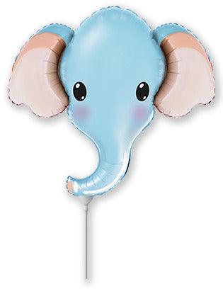 12" Airfill Only Baby Blue Elephant Head Mini Foil Balloon