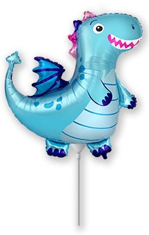14" Airfill Only Blue Dragon Mini Foil Balloon