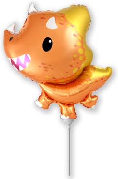Airfill Only Triceratops Orange Foil Balloon