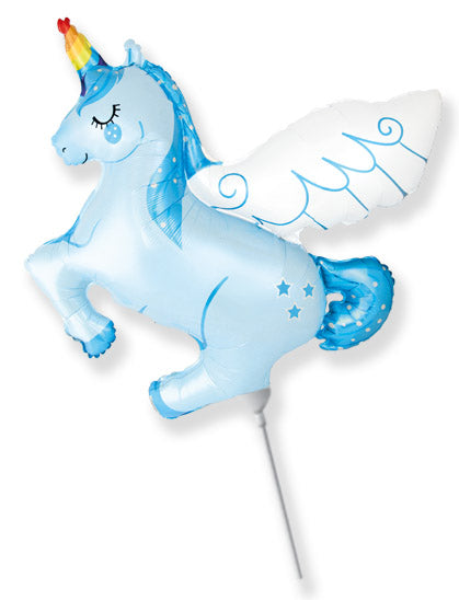 16" Airfill Only Unicorn Wing Blue Mini Foil Balloon