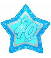 18" Happy 40th Birthday Blue Star Balloon