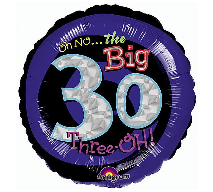 18" Holographic Oh No! It's My Birthday 30 Balloon