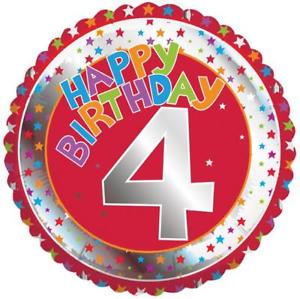 18" Children's Milestone "4" Happy Birthday Foil Balloon