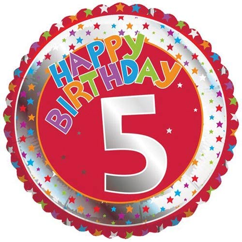 18" Children's Milestone "5" Happy Birthday Foil Balloon