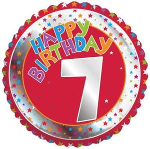 18" Children's Milestone "7" Happy Birthday Foil Balloon