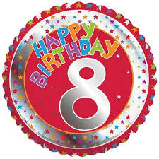18" Children's Milestone "8" Happy Birthday Foil Balloon
