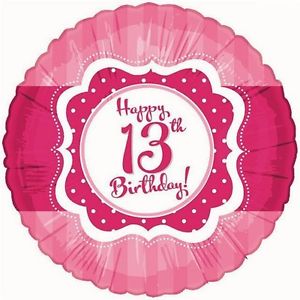 18" Perfect Pink "13" Happy Birthday Foil Balloon