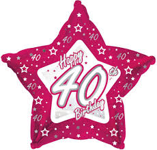 18" Pink & Silver "40" Happy Birthday Foil Balloon