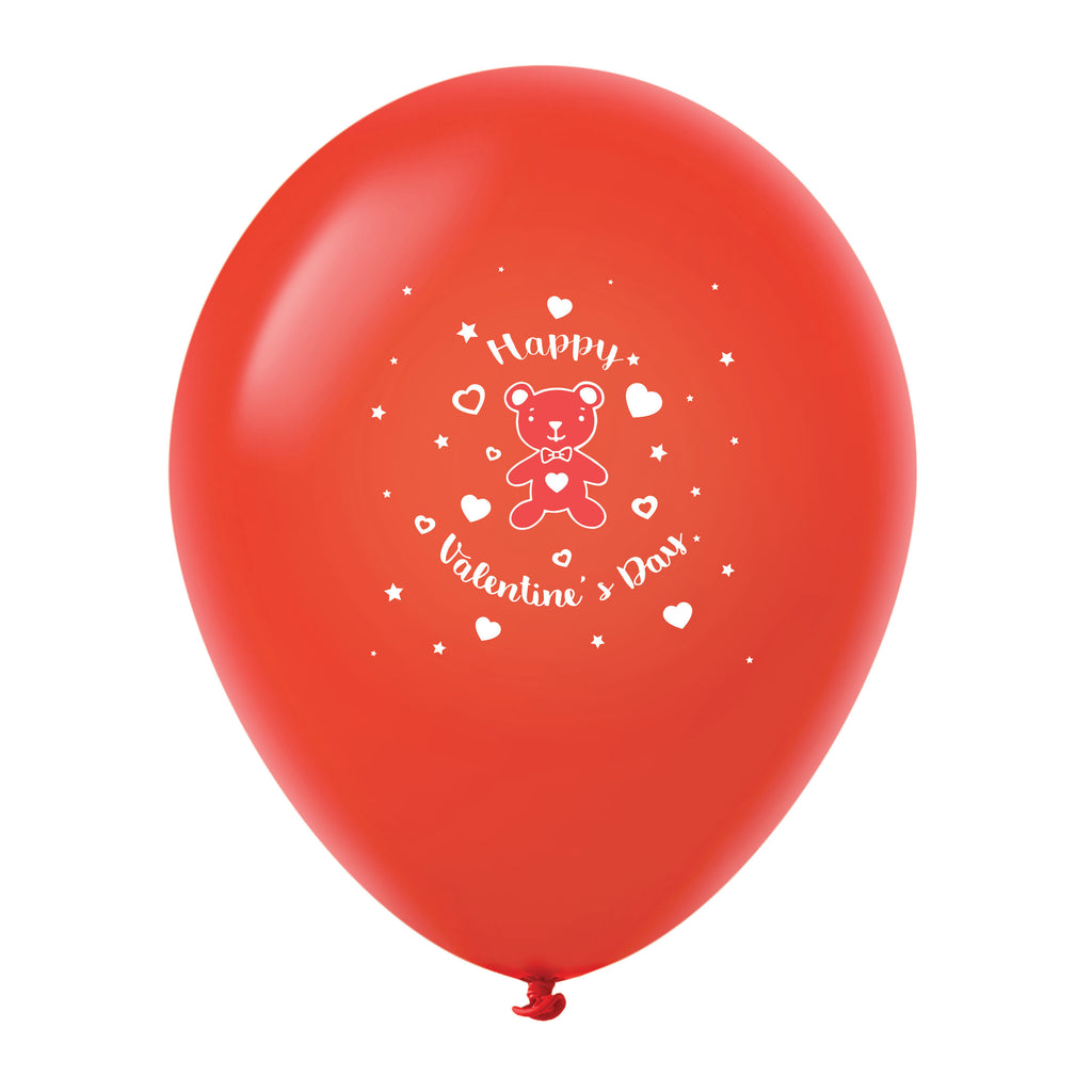 11" Happy Valentine's Day Bear Latex Balloons (25 Count) Red