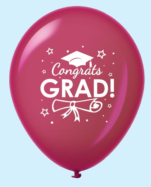 11" Congrats Grad Latex Balloons (25 Count) Burgundy