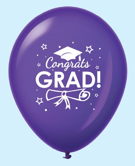11" Congrats Grad Latex Balloons (25 Count) Purple