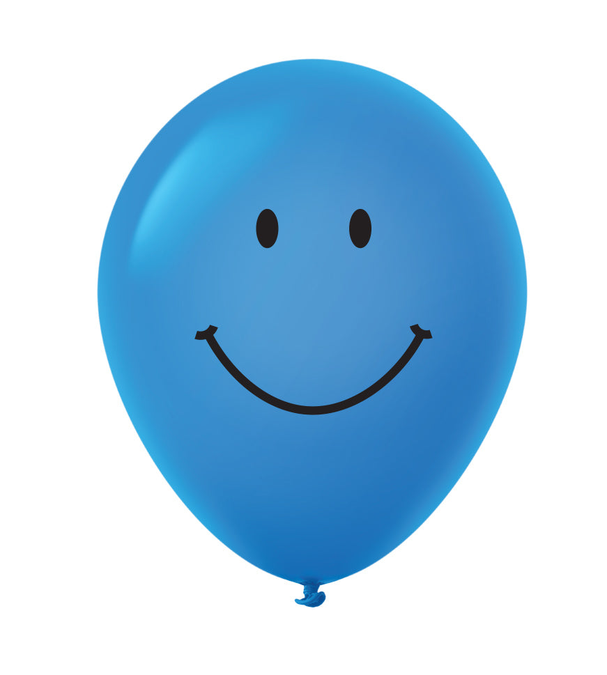 11" Smiley Face Latex Balloons (25 Count) Blue