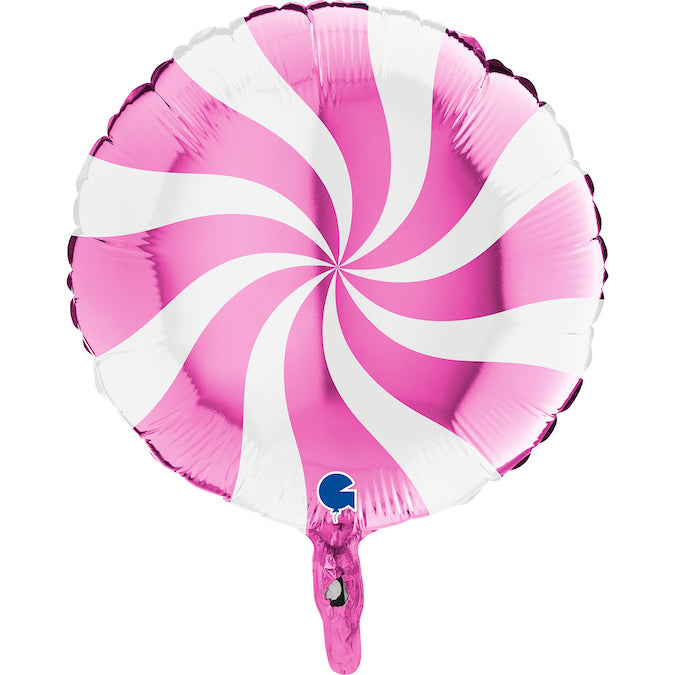 18" Candy Swirly White-Fuchsia Foil Balloon