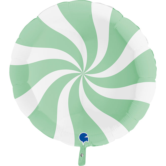 36" Candy Swirly White-Matte Green Foil Balloon