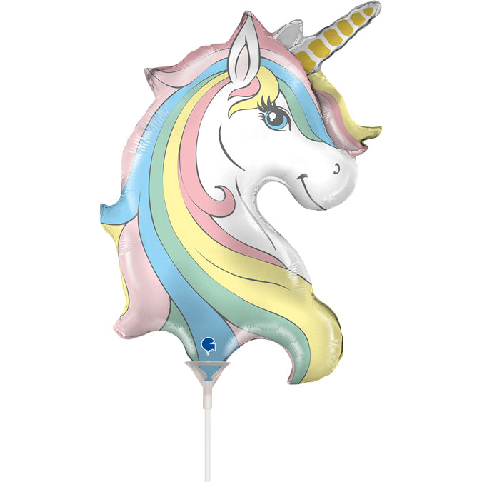 14" Airfill Only Macaron Unicorn Head Foil Balloon