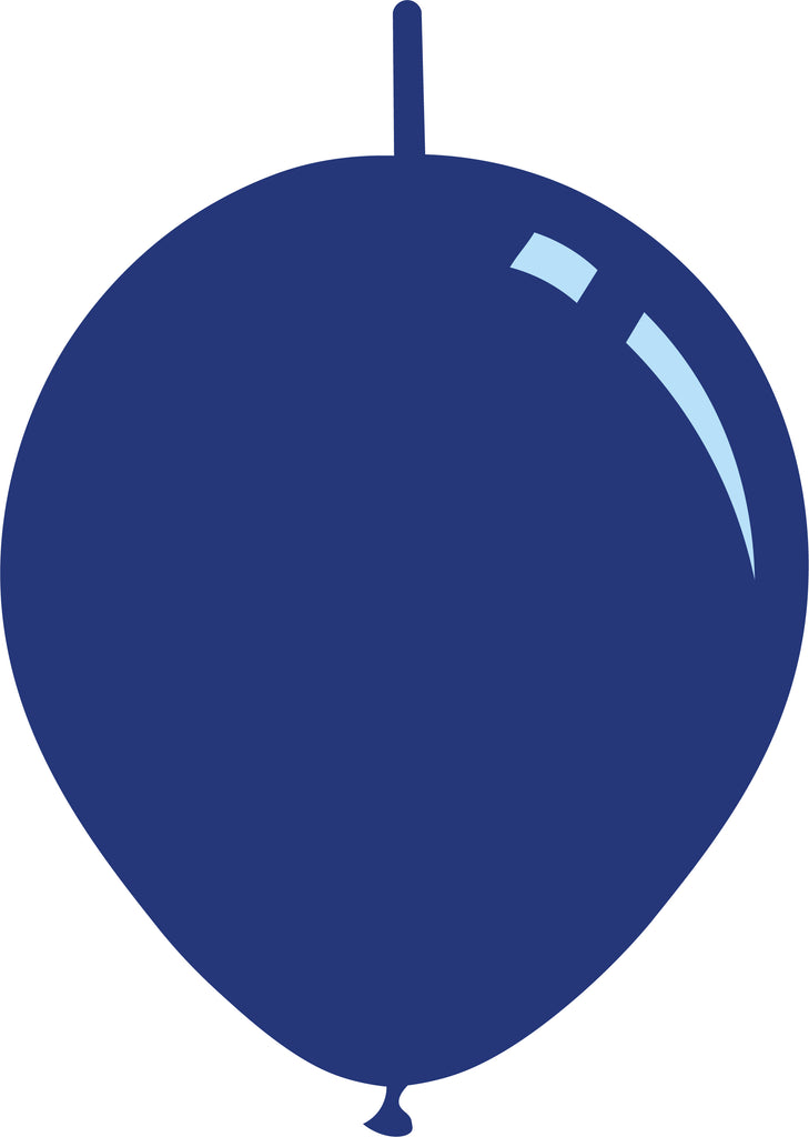 6" Metallic Naval Blue Decomex Linking Latex Balloons (100 Per Bag)
