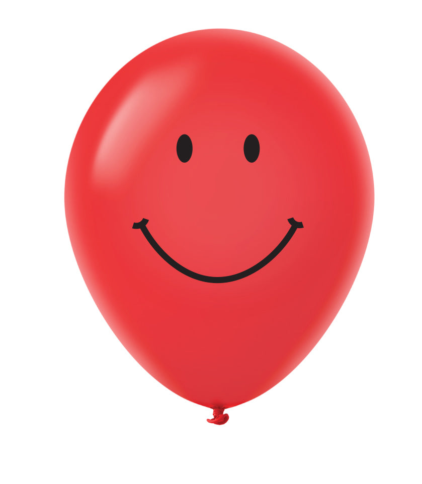 11" Smiley Face Latex Balloons (25 Count) Red